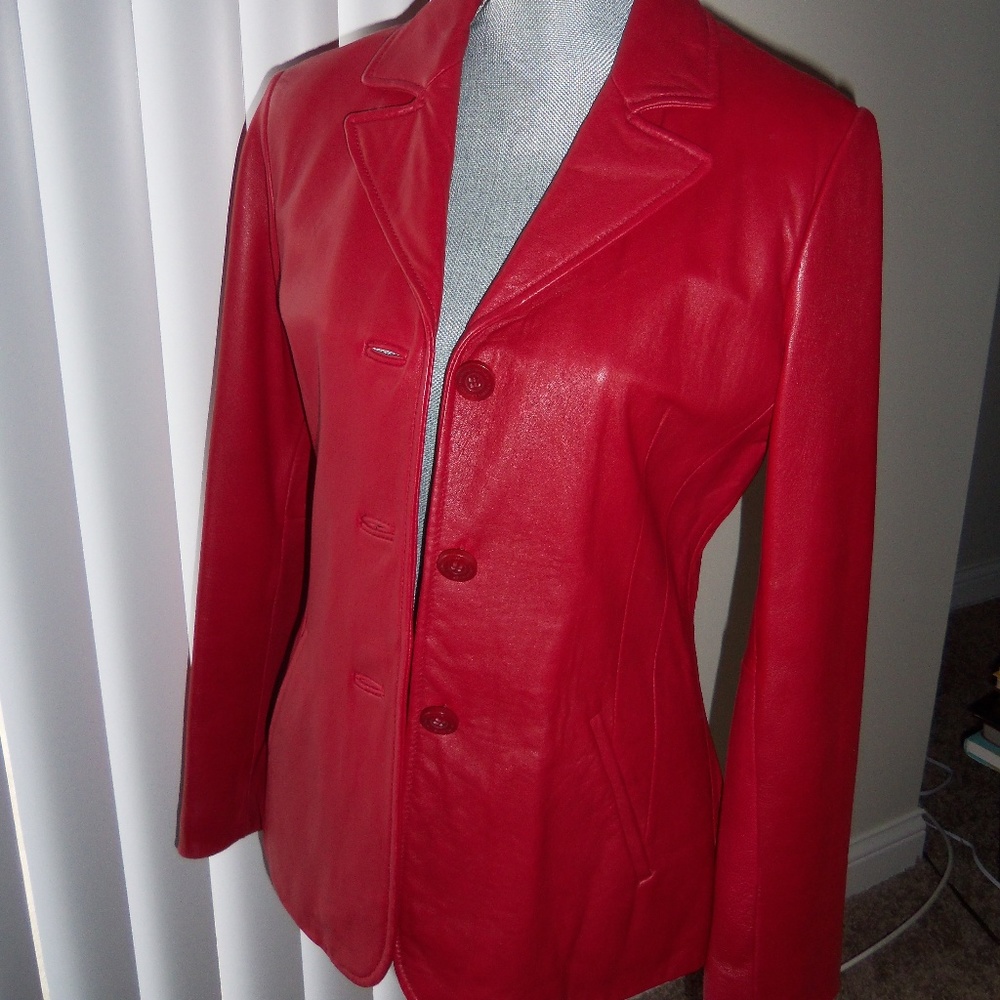 Wilsons Leather-Sm Red 100% Genuine Leather Jacket
